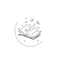 illustration livre ouvert pages qui tournent, papillons qui volent au dessus