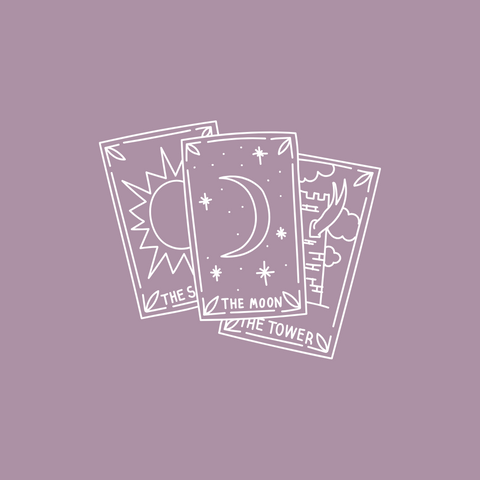 illustration fond violet lineart carte tarot