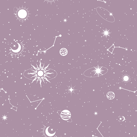 illustration fond violet ciel etoilé et constellations